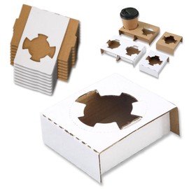 Neutral Zenith Cup Holder Paper Cup Holder Drink Holder for Takeout Drinks Commercial Disposable Cardboard Set of 50 (White, 1 cup)