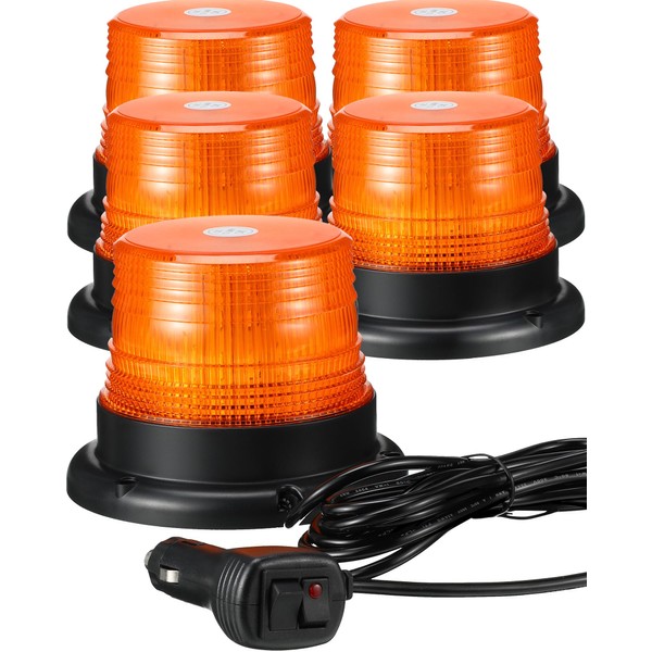 Leelosp 5 Pack 60 LED Strobe Lights 12v-24v Amber Warning
