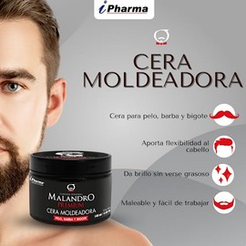 Cera Modeladora Premium para pelo, barba y bigote Malandro de 140 ml