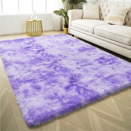 Rugs for Living Room 6x9, Alfombras para Salas Shag Large Plush Soft Area Rug, Shaggy Carpets for Bedroom, Kids Boys Girls Home Decor Aesthetic (Purple Starry, 6x9 Feet)
