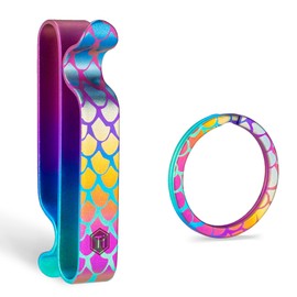 KeyUnity KM00 Titanium Carabiner Key Ring EDC Double Sided Belt Clip Key Ring Hook Anodised Pattern Belt Loop Key Ring Clip for Women, Km00gs