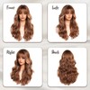 Brown Wigs with Bangs Blonde Highlights Wigs for White Women