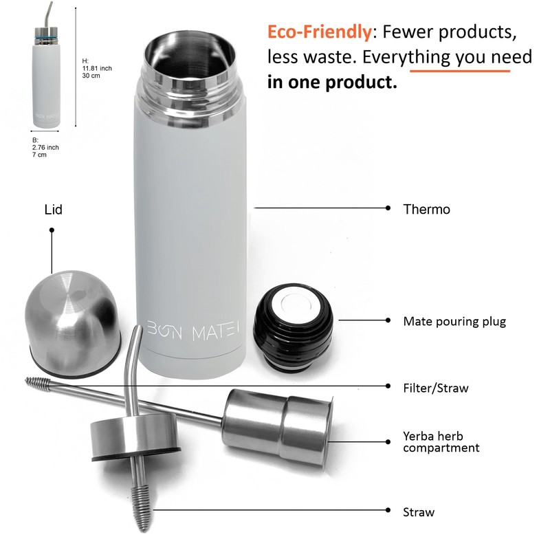 BONMATEI NEW Premium Self-Stirring Mate | 2-in-1 Stainless Steel Mate