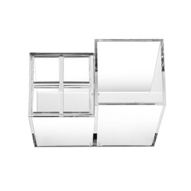 gifthub Acrylic Removable Compartment Toothbrush Holders,5 Slots Multipurpose Toothpaste Organizer,Durable Clear Toothbrush Stand for Bathroom Countertop