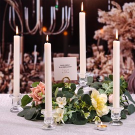 Lanttu Candlestick Holders Bulk, 12 Pcs Glass Candle Holders Set Clear, Crystal Taper Candle Holder for Wedding, Table Centerpiece, Home Decoration