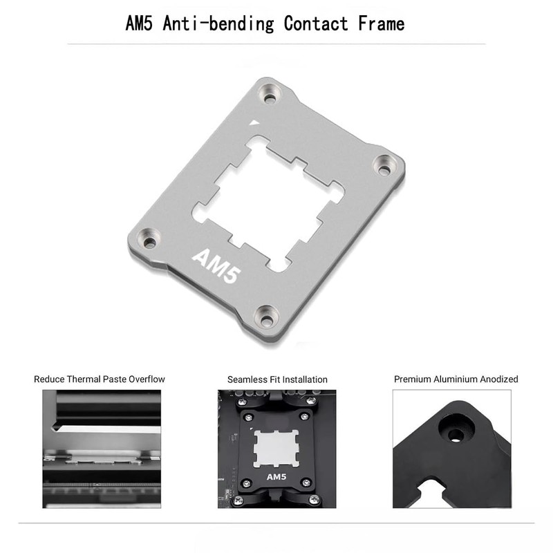 Qunyince AM5 CPU Holder, AM5 Anti-Bending Contact Frame with 4Pcs