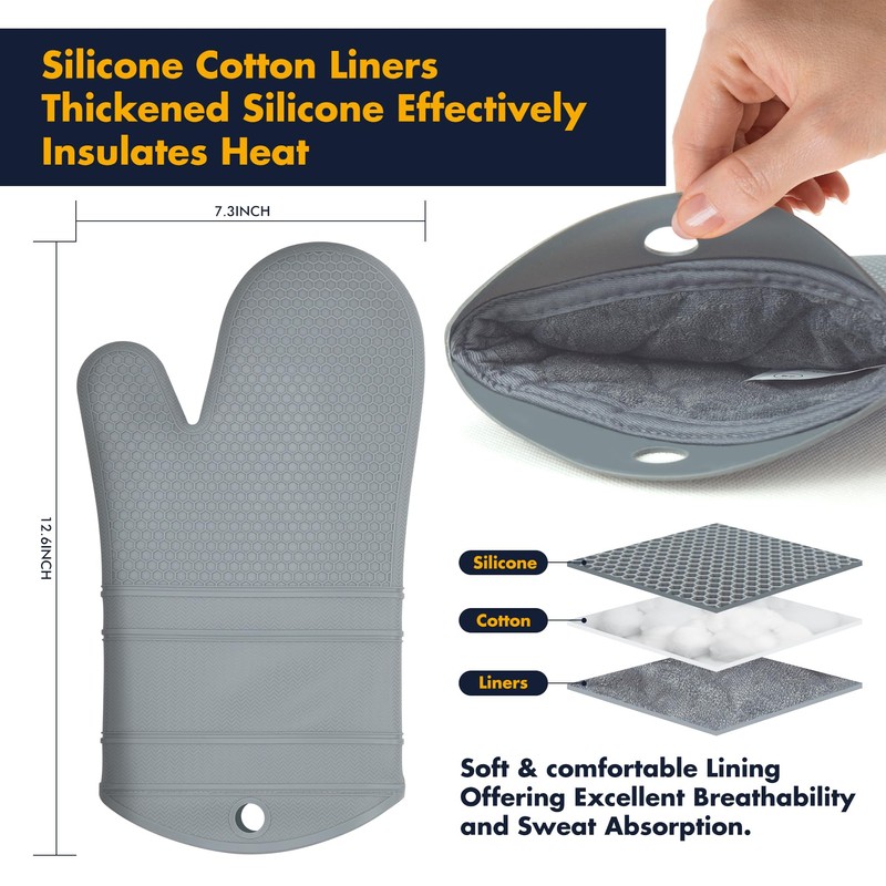 6 Pack Oven Mitts and Pot Holders Sets,Silicone Oven Mitts