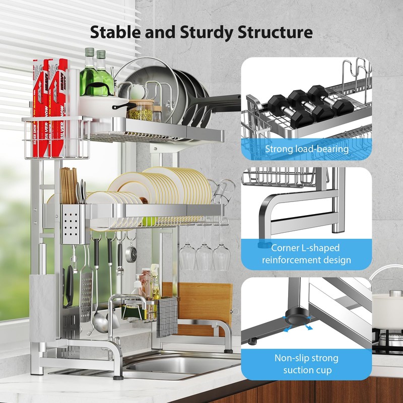 Shrivee Over The Sink Dish Drainer Drying Rack, Full Stainless