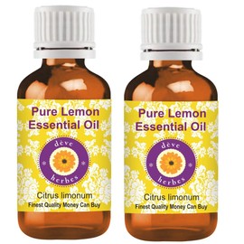 Deve Herbes Pure Lemon Essential Oil (Citrus limonum) Natural Therapeutic Grade Steam Distilled (Pack of Two) 100ml X 2 (6.76 oz)