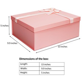 Pink Gift Box for Present, Large Gift Box 13 x 9.9 x 5 Inches - Elegant Gift Box with Lid for Birthdays, Anniversaries, and Other Special Occasions