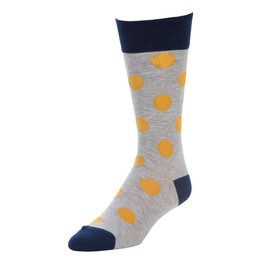 STROLLEGANT Classic Men Crew Polka Dot Casual Cotton Socks 1 Pairs (Yellow), Sock Size 10-13