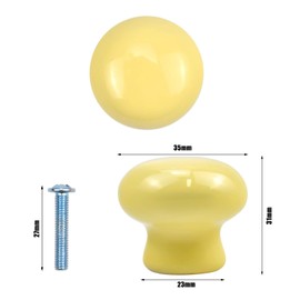 Fangehong Pack of 8 Door Knobs for Children, 35 mm Round Cabinet Knobs, Ceramic Cabinet Handles and Knobs, Furniture Handles with Screws for Drawer, Cupboards, Interior Doors, Kitchen, Living Room