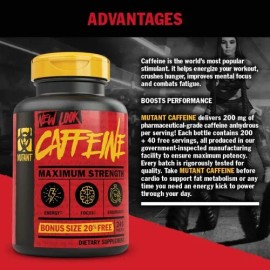 Cafeina Mutant Caffeine 240 Tabs Energia Pre Entreno Sf Cf2 Sabor Sin sabor                                                                           