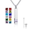 Urn Necklace for Ashes Birthstone Cuboid Cremation Jewelry Keepsake Holder