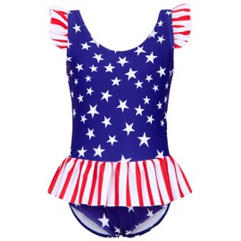 4th of July Bathing Suit Girls Swimsuit 5T 6 Years American Flag Girls Swimsuits One Piece
