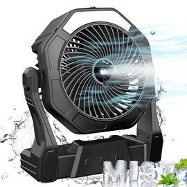 Ausic Portable Misting fan, 8-Inch Cooling Mist Fans, 10000mAh USB Rechargeable Battery Powered Fan with Mister, 250mL Water Tank & LED Lantern, for Home Desk, Bedroom, Office, Outdoor&Indoor Use