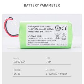 DFTIM 3400MAH RVBAT850 Battery for Shark Battery, Compatible for Shark Ion Robot R75, RV761, RV850C, RV1000S, RV1100VL, RV101AE, UR1000SR, RV700_N, RV720_N (NOT for 3-Prong Connector) with Tools