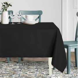 sancua Rectangle Tablecloth - 54 x 120 Inch - Water Resistant Spill Proof Washable Polyester Table Cloth, Decorative Fabric Table Cover for Dining Table, Buffet Parties and Camping, Black