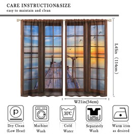 Cortinas de paisaje, cortinas de paisaje 3D de naturaleza para sala de estar, cortina de pájaros de lago de puente rústico, 2 paneles, 42 x 45 pulgadas