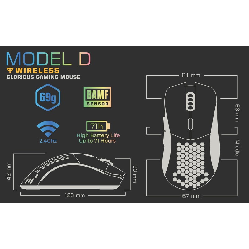 Glorious Gaming Model D Wireless Gaming Mouse - 69g Superlight,