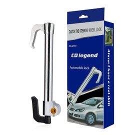 ROADGIVE Steering Wheel Lock Anti-Theft Device, Retractable Universal Brake Lock Bar, Adjustable Car Clutch Pedal Lock Security for Car Truck SUV Van Security with 2 Keys (Silver)