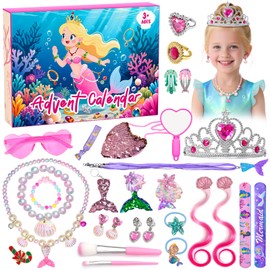 Advent Calendar 2025 Girls Mermaid Set Surprise Box for Girls Mermaid Princess Jewelry Accessories Christmas Countdown Gifts Stocking Stuffers