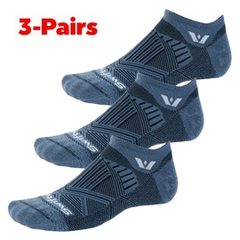 Swiftwick- ASPIRE ZERO Tab (3 Pairs) Running Socks, Cycling Socks, Firm Support (Denim Blue, X-Large)