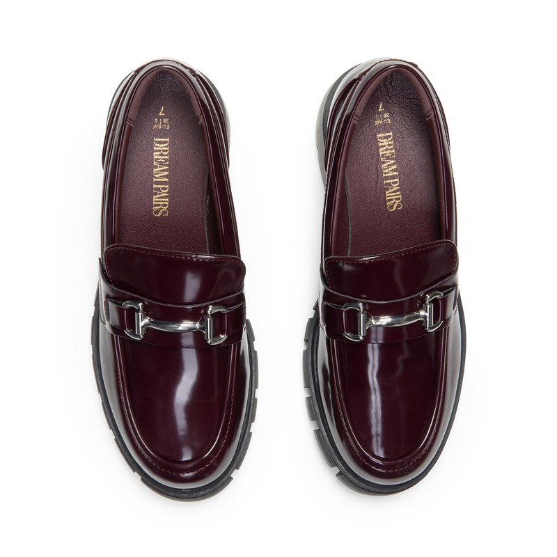 DREAM PAIRS Mocasines con Plataforma para Mujer,Size 24.0 cm,Burdeos-Pat,SDLS2321W