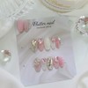 Handmade nail tips full of lovely pink stones - Long