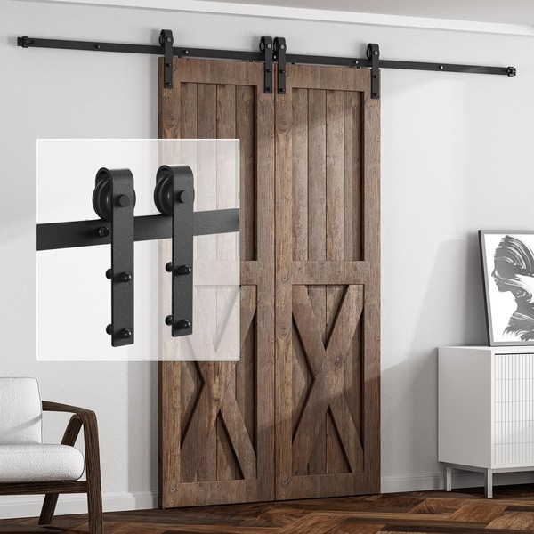 AONAYIOA 4FT Sliding Barn Door Hardware Kit for Double Door,