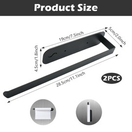 X-BLTU 2 Pcs Black Kitchen Roll Holder Wall Mounted, Magnetic