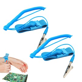 2PCS Anti Static Wrist Straps ESD Discharge with Grounding Wire and Alligator Clips Reusable Adjustable Static-Release Wristband Prevent Build Up of Static Electricity