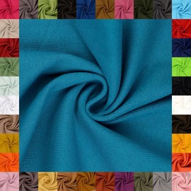 fingsi Stoffe Linus Cuff Fabric, Chunky Knit, Tubular Fabric, Coupon, Plain, 27 cm, Tube Width, 95% Cotton, 5% Elastane (28th Petrol 0.5m)