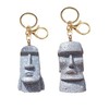 2PCS Easter Island Figurine Keychains, Moai Statue Sculpture Keyring Pendant