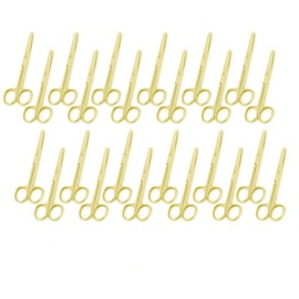 OdontoMed2011 Set of 24 Pieces Operating Scissors Straight Blunt Blunt 5" (12.7 cm) Full Gold Plated Stainless Steel Dressing Scissors