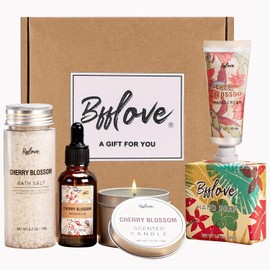 # BFFLOVE Spa Gift Set for Women 6 Piece Bath Body Essentials Cherry Blossom Scented