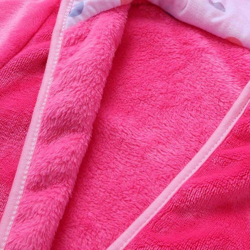 Bowknot Hooded Robe Warm Soft Sleepwear Housecoat, Rose Red, Toddler