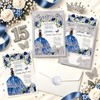 DORIS HOME 50Pcs Glitter Silver Butterfly Quinceanera Invitations, 5" x