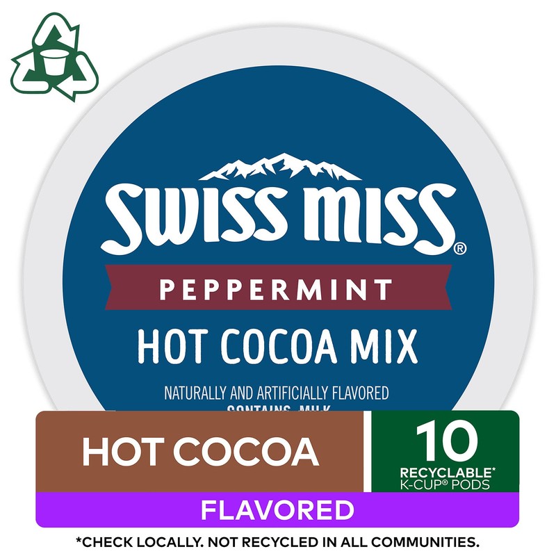 Swiss Miss Peppermint Hot Cocoa, Keurig Single-Serve K-Cup Pods, 10