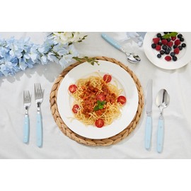 Annova Cutlery Set 20 Pieces Stainless Steel Color Handle with Rivet/Retro Style Flatware (Light Blue)