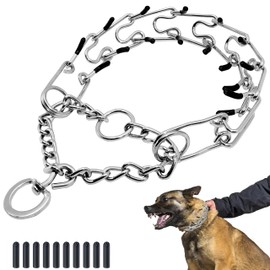 Maiiu Adjustable Dog Collar, Pinch Collar for Dogs,Dog Training Collar for Small Medium Large Dogs,Metal Prong Collar with Comfort Rubber Tips (X Large, 4mm, 23.6-Inch)