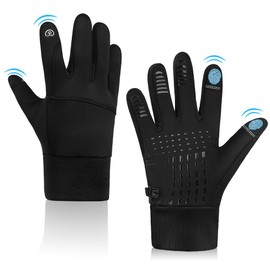 flintronic Cycling Gloves Running Gloves, Winter Thermal Gloves with Touchscreen Anti-Slip Waterproof Windproof Warm Liner Unisex Gloves for Skiing Cycling Climbing Driving Fishing, M
