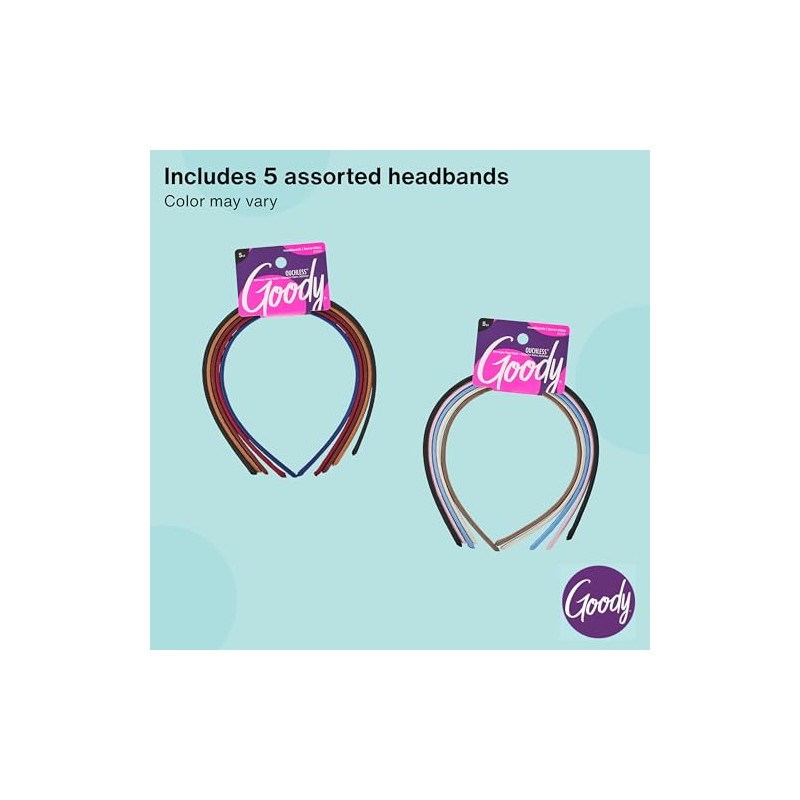 Goody Women's Classics Shoestring Fabric Headband, 5 Count