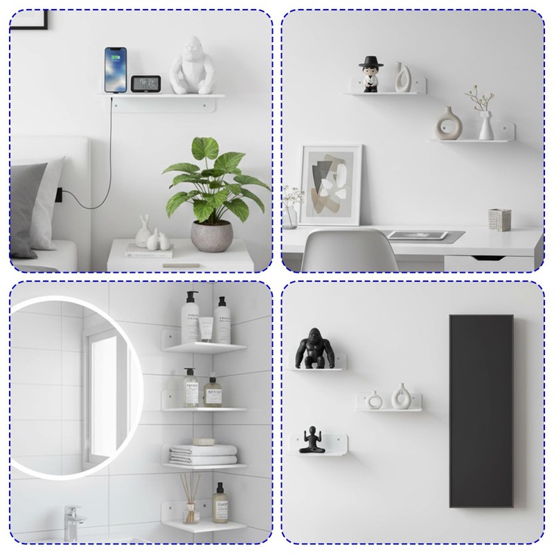 xozeooeu 6 Pcs Acrylic Floating Shelves, 5 Inch Wall Mounted