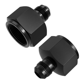 TRUCKMETER 2 Pcs 10AN Female to 6AN Male Flare Reducer Adapter, Hard Aluminum Black Anodized Size Conversion Connector, Automotive Accessories Suitable for Vehicle Fuel Oil Line Modification