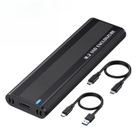 Carcasa ssd M.2 NVMe, Enclosure NVMe+SATA M.2 SSD Caja Disco Duro M.2 con UASP para 6TB con USB 3.1 Gen 2 (10 Gbps) , Adaptador para SSD M Key, B y M Key, Compatible con 2242/2260/2280