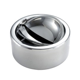 1 x Stainless Steel Ashtray with Lid, Wind Ashtray, Round Ashtray for Home, Office, Hotel, Outdoor and Indoor Use