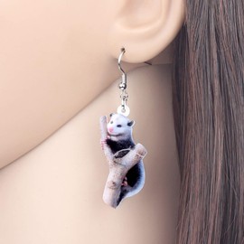 LONYOO Acrylic Adorable Possum Earrings Dangle Charms Opossum Jewellery for Women Girls Possum Gifts (Cedar)