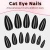 Bellelfin 120Pcs Cat Eye Press on Nails Almond Medium Length,