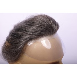 Amiable Men's Hairline Toupee 100% human hair V-Shape Mens Topper (#1B50, 1.5 * 7" thin skin)